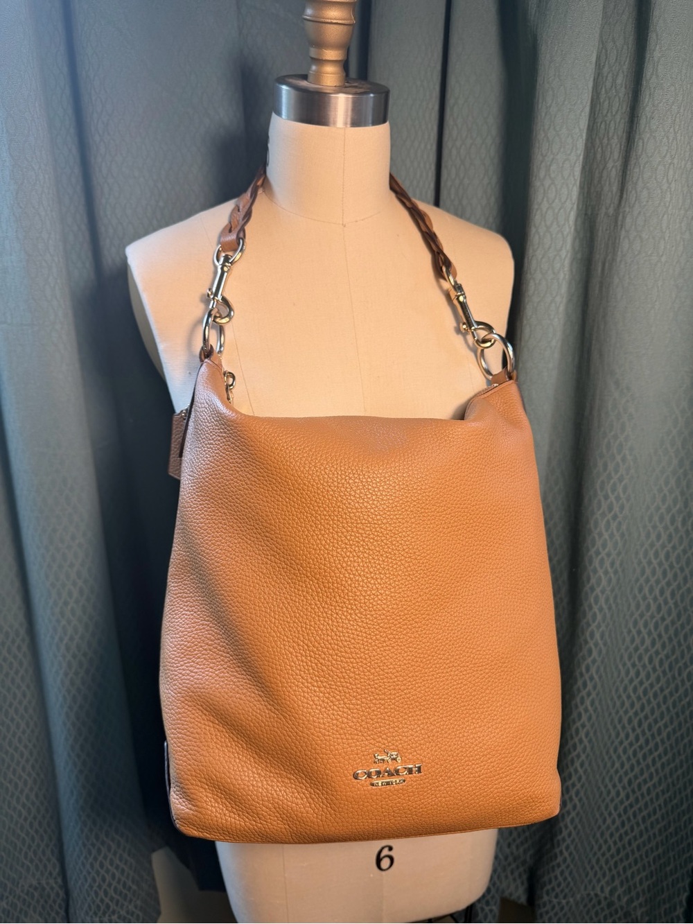 Coach Pebbled Leather Duffle Bag in Saddle